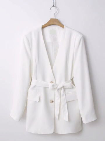 韓國簡約薄身西裝外套 (兩色入：白、薰衣草紫)