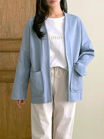 韓國 kimono寬版和風外套 (兩色入：淺藍, 淺灰)